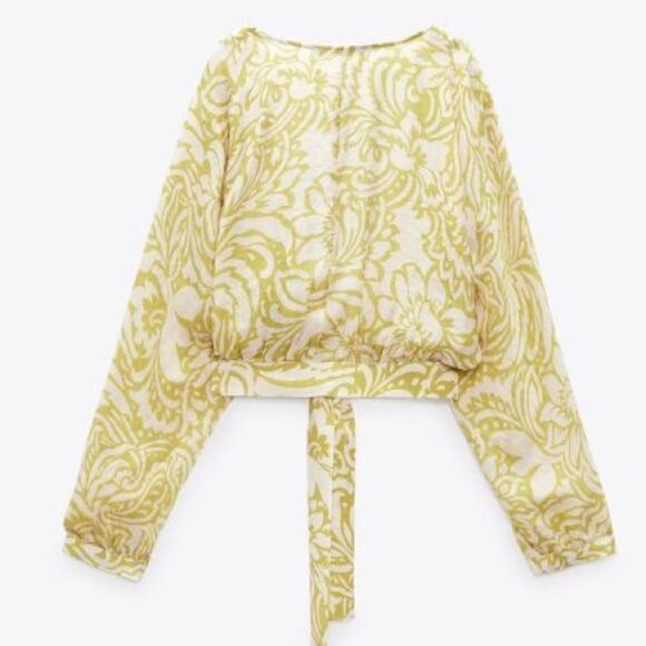 ZARA PRINTED WRAP TOP WITH TIE DETAIL - Picture 10 of 10
